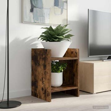 vidaXL Plantenstand Gerookt eiken 30 x 30 x 40 cm Bewerkt, Verzenden