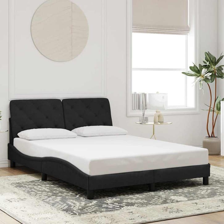 vidaXL Bedframe zonder matras 140x200 cm fluweel zwart, Huis en Inrichting, Slaapkamer | Bedden, Nieuw, Verzenden