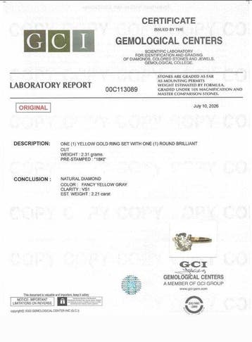 Ring - 18 karaat Geel goud - 2.21ct. tw. Diamant (Natuurlijk