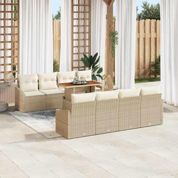 vidaXL Tuinbank Set 9 st Beige en Crème, Verzenden, Nieuw