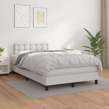 vidaXL Boxspring met matras kunstleer wit 120x200 cm, Verzenden, Nieuw