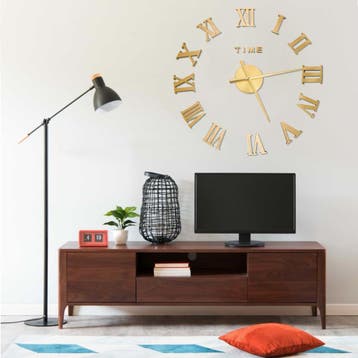 vidaXL 3D-wandklok modern XXL 100 cm goudkleurig, Verzenden, Nieuw