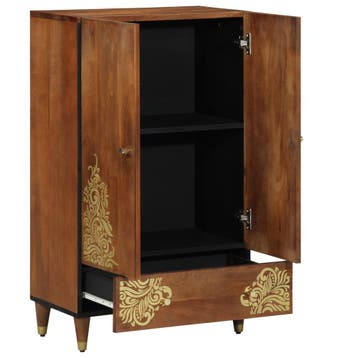 vidaXL Highboard Bruin 60 x 33 x 100 cm Massief Mango Hout, Huis en Inrichting, Verzenden, Nieuw