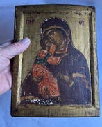 Icoon - Moeder Gods van Vladimir - Hout - Handgeschilderd -, Antiek en Kunst, Antiek | Boeken en Manuscripten