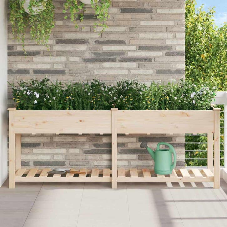vidaXL Tuin Plantpot Beige 203 x 53 x 76,5 cm Massief, Tuin en Terras, Bloempotten, Nieuw, Verzenden