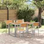 vidaXL Tuin Eettafel Set 5 pcs Grijs Massief Acacia Hout, Tuin en Terras, Verzenden, Nieuw