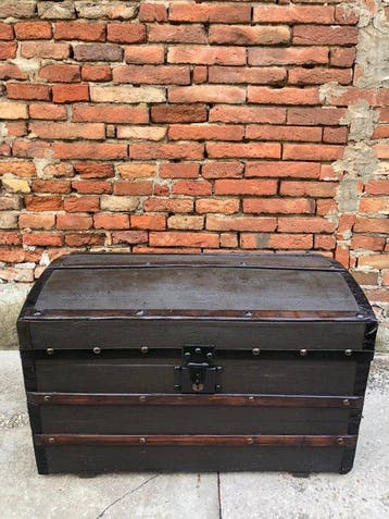 Opbergkoffer - hard hout, Smeedijzer - Gepantserde kist
