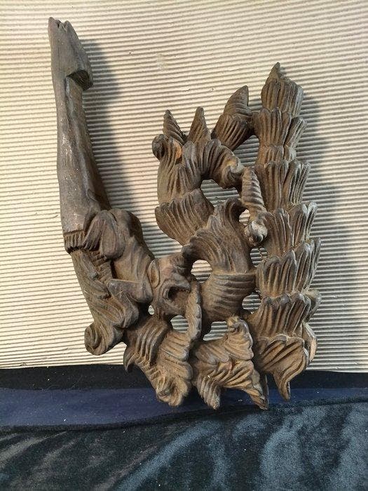 planksteun / decoratieve beugel - Hout - Myanmar - einde 19e, Antiek en Kunst, Kunst | Niet-Westerse kunst