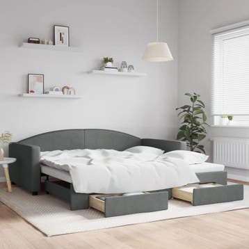 vidaXL Slaapbank onderschuifbed en lades 100x200 cm stof, Verzenden, Nieuw