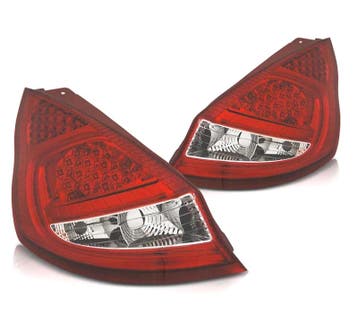 FEUX ARRIÈRE POUR FORD FIESTA MK7 08-12 LED ROUGE CHROMÉ, Verzenden