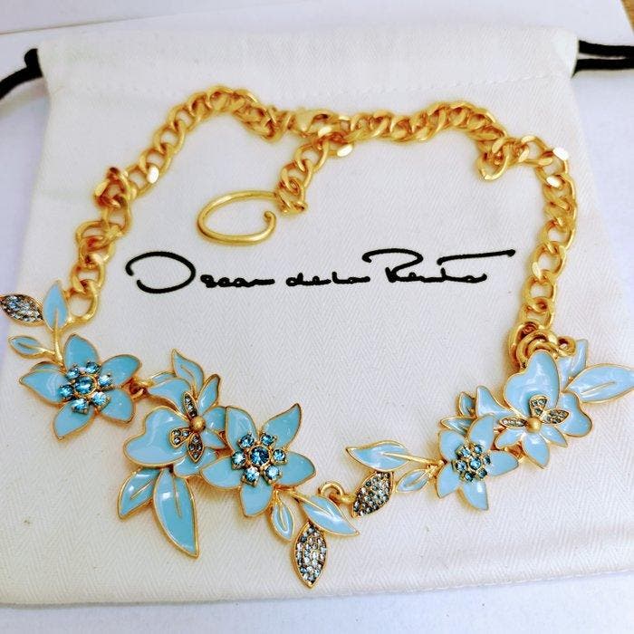 Oscar De La Renta - Verguld - Halsketting - Bloemen, Antiquités & Art, Curiosités & Brocante