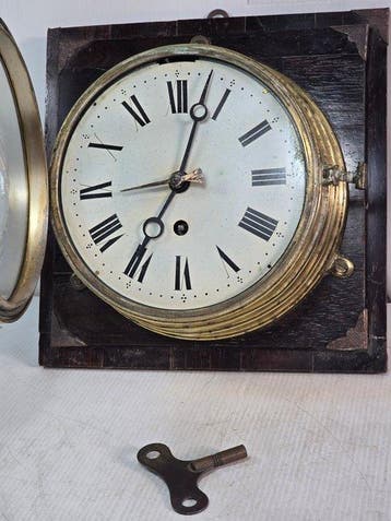 Scheepsklok - Antiek Messing, Hout - 1880-1920 - schip