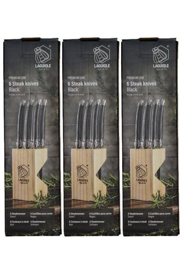 Laguiole - 18x Steak Knives - Black - style de -