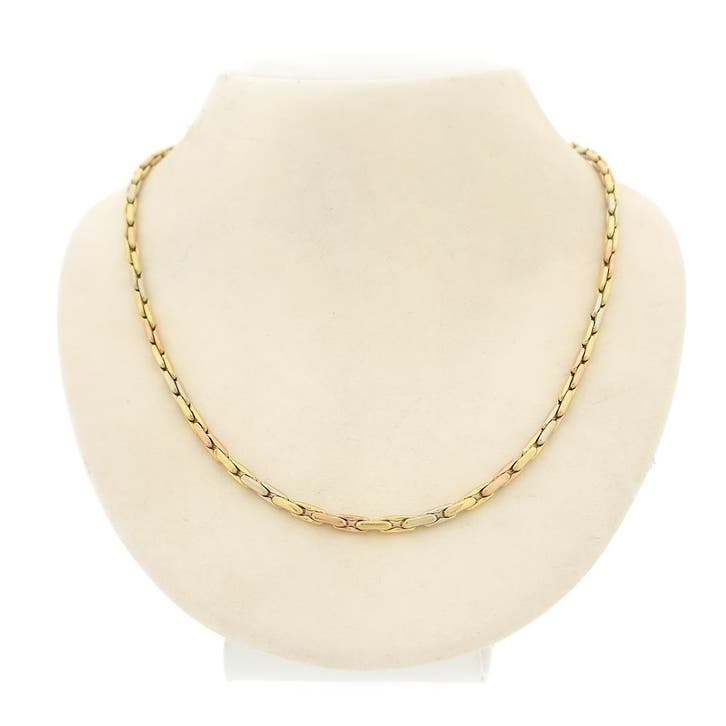 Tricolor gouden cardano schakelketting, Bijoux, Sacs & Beauté, Colliers, Enlèvement ou Envoi