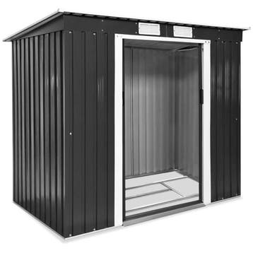 Tuinhuis met hellend dak - grijs/wit, Verzenden