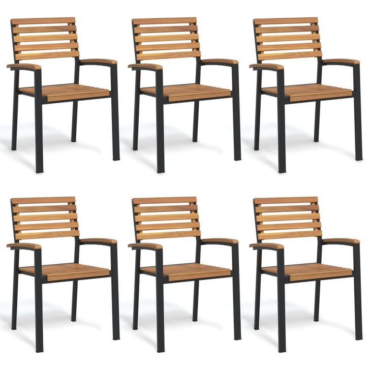 vidaXL Tuinstoelen 6 st stapelbaar massief acaciahout en, Tuin en Terras, Tuinstoelen, Nieuw, Verzenden