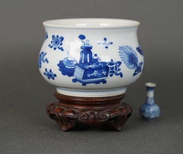 Kangxi (1662-1722) - Wierookvat - Scholars and Buddhist, Antiek en Kunst