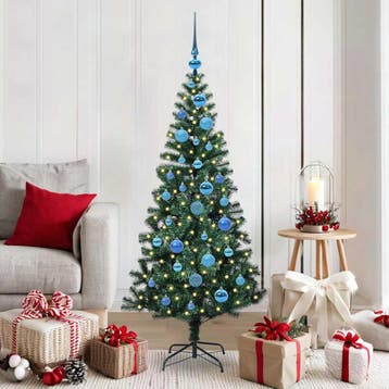 vidaXL Kunststof Voorverlichte Kerstboom Groen 150 cm PVC en, Verzenden