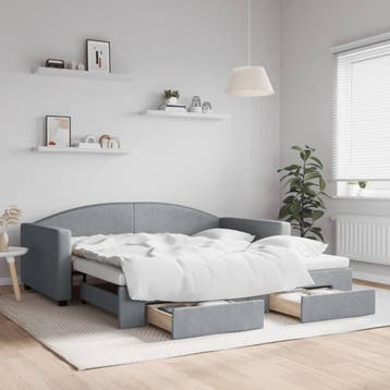 vidaXL Slaapbank onderschuifbed lades 100x190 cm stof, Verzenden, Nieuw