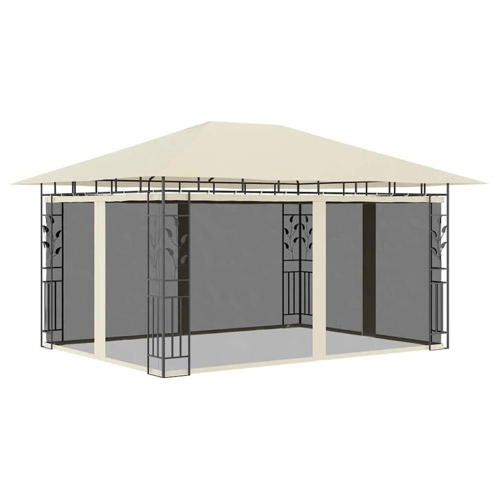 vidaXL Prieel met klamboe 180 g/m² 4x3x2,73 m crème, Jardin & Terrasse, Tonnelles, Envoi