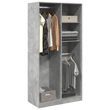 vidaXL Kledingkast 100x50x200 cm bewerkt hout betongrijs, Verzenden, Nieuw