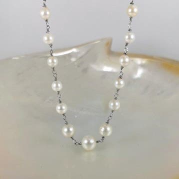 Halsketting Zilver Parel - Parel - SSP-Akoya Ø6,5x10,2MM, Nieuw