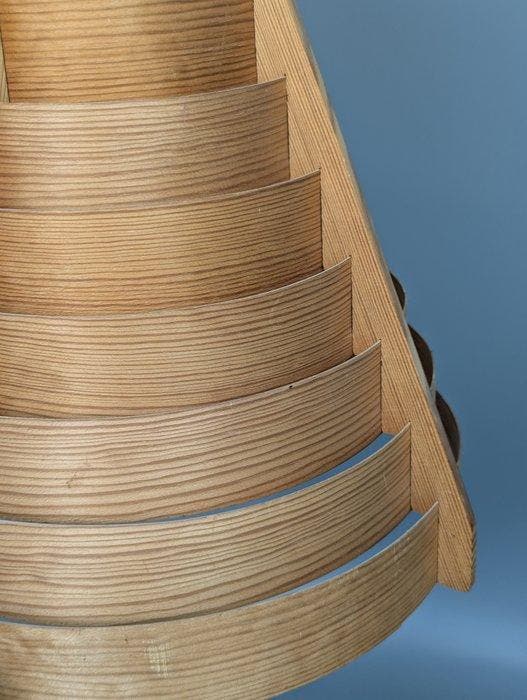Lamp - Scandinavische hanglamp – vintage fineerhouten, Antiquités & Art, Antiquités | Éclairage