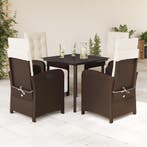 vidaXL 5-delige Tuinset met kussens poly rattan bruin, Verzenden, Nieuw, Tuinset