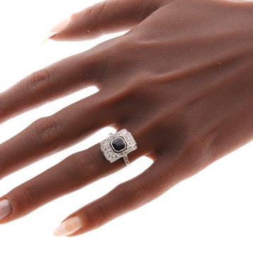 Ring Platina - 1.00ct. tw. Saffier - Diamant - Art Deco 1930, Nieuw