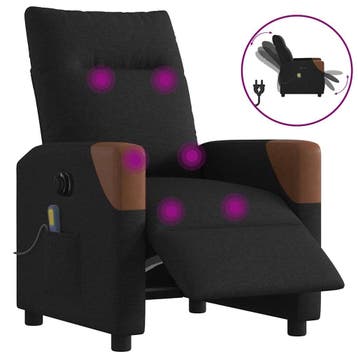 vidaXL Massagestoel elektrisch verstelbaar stof zwart, Huis en Inrichting, Verzenden, Nieuw