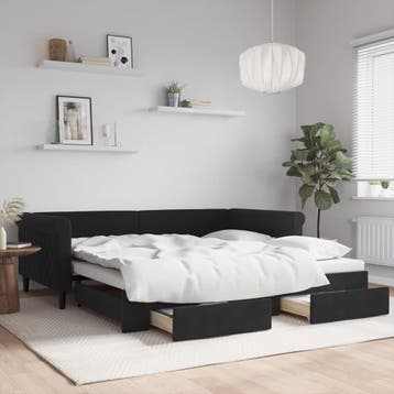 vidaXL Slaapbank met onderschuifbed en lades 100x200 cm, Verzenden, Nieuw