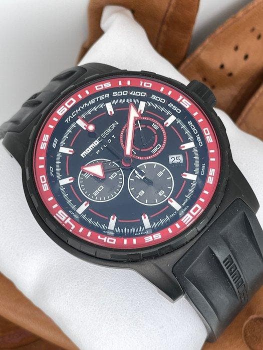 MomoDesign - Pilot Chronograph - MD1164BK-04RD - Heren -, Bijoux, Sacs & Beauté, Montres | Hommes
