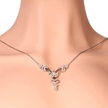 Collier - 14 carats Or blanc - Diamant - rétro, Nieuw