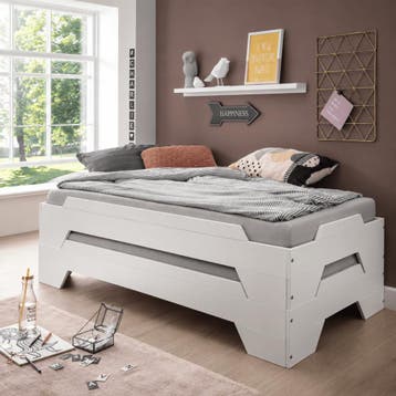 Infanskids Ruimte Besparend Opstapelbed Denver I Wit - 90 x, Huis en Inrichting, Nieuw