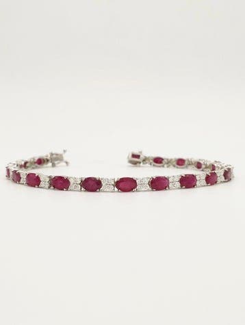 Armband - 18 karaat Witgoud Robijn - Diamant, Nieuw