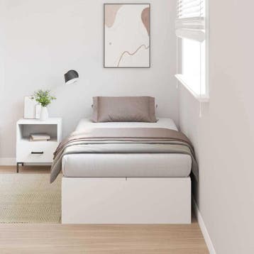 vidaXL Opbergbedframe met opslag Wit 90 x 200 cm Bewerkt, Verzenden