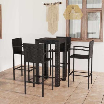 vidaXL 5-delige Tuinbarset met armleuningen poly rattan, Verzenden