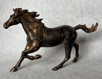 Statue, Lopend paard 29.5 cm - 18.5 cm - Bronze, Antiquités & Art