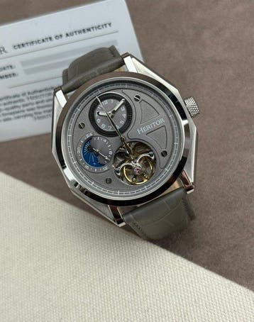 Heritor - Antoni Automatic Open Heart - Silver/Grey - Zonder, Nieuw