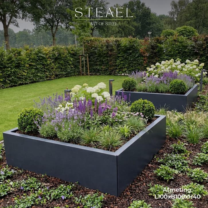 Stalen plantenbakken – bloembakken - diverse maten, Jardin & Terrasse, Bacs à fleurs & Jardinières, Envoi