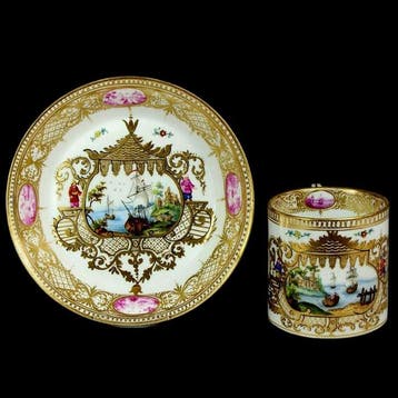 Exceptional Antique Meissen Cup with Saucer - Marcolini, Antiek en Kunst