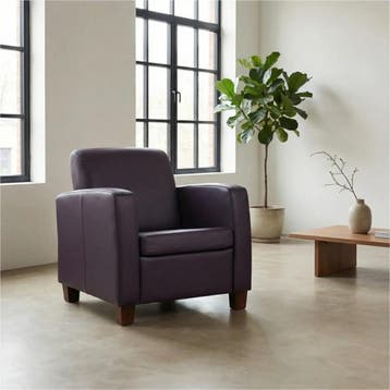 Leren fauteuil Joy - Toledo Merlin (donkerpaars) - Poten, Maison & Meubles, Ophalen of Verzenden