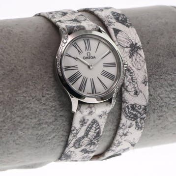 OMEGA - 26 mm, stainless steel on Toile de Jouy strap - De