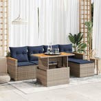 vidaXL 6-delige Loungeset met kussens poly rattan grijs, Verzenden, Nieuw, Loungeset