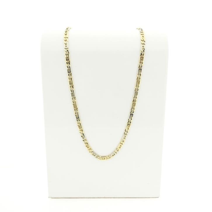 Bicolor gouden marineschakel ketting; Heren, Handtassen en Accessoires, Kettingen, Goud, Gebruikt, Goud, Ophalen of Verzenden