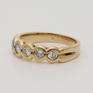 Ring - 14 karaat Geel goud - 0.55ct. tw. Diamant, Nieuw