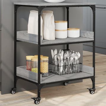 vidaXL Keukentrolley 60x41x80,5 cm bewerkt hout grijs sonoma, Verzenden, Nieuw