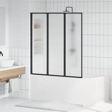 vidaXL Douchescherm Zwart 132 x 2 x 140 cm Aluminium en PP, Verzenden
