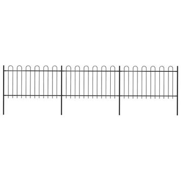 vidaXL Tuinhek met ringtop staal 504x100 cm zwart, Verzenden, Nieuw