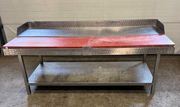 RVS Snijtafel, Werktafel met 2 snijbladen, B200 x D90 x